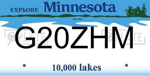 G20ZHM Minnesota License Plate