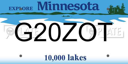 G20ZOT Minnesota License Plate