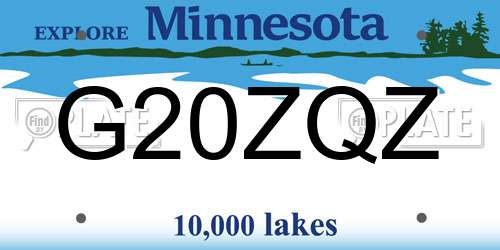 G20ZQZ Minnesota License Plate