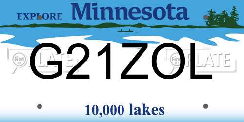G21ZOL Minnesota License Plate