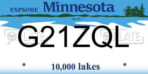 G21ZQL Minnesota License Plate