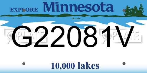 G22081V Minnesota License Plate
