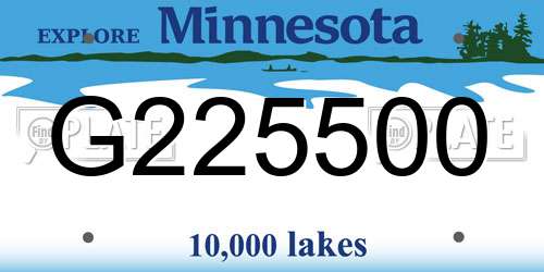 G225500 Minnesota License Plate
