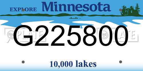 G225800 Minnesota License Plate