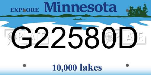 G22580D Minnesota License Plate