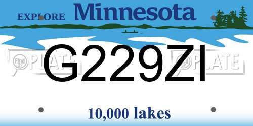 G229ZI Minnesota License Plate