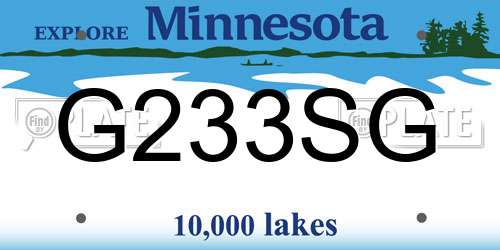 G233SG Minnesota License Plate
