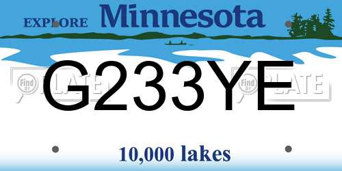 G233YE Minnesota License Plate
