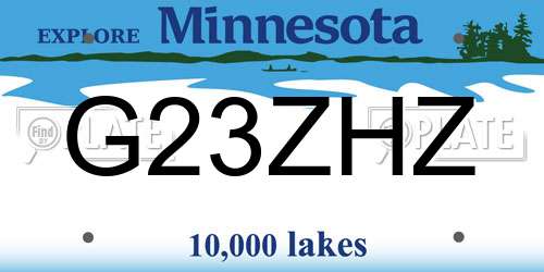 G23ZHZ Minnesota License Plate