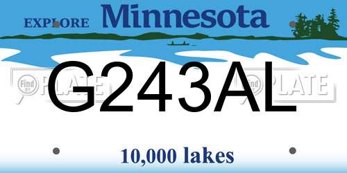 G243AL Minnesota License Plate