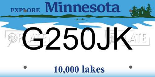 G250JK Minnesota License Plate