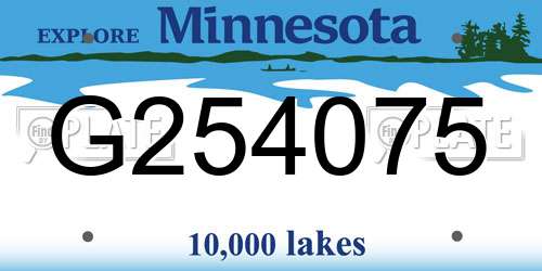 G254075 Minnesota License Plate