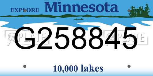 G258845 Minnesota License Plate