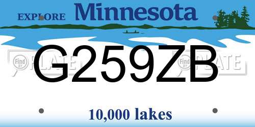 G259ZB Minnesota License Plate