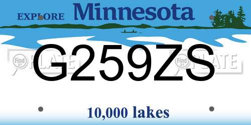 G259ZS Minnesota License Plate