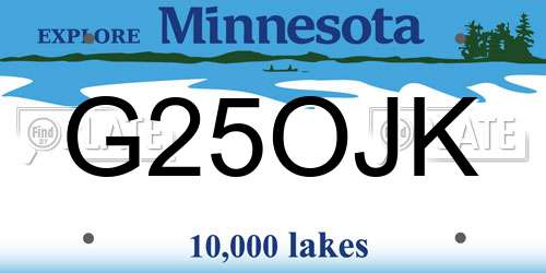 G25OJK Minnesota License Plate