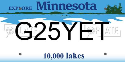 G25YET Minnesota License Plate