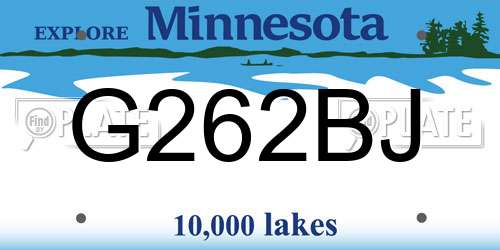 G262BJ Minnesota License Plate