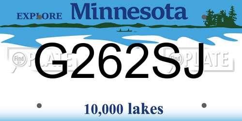 G262SJ Minnesota License Plate