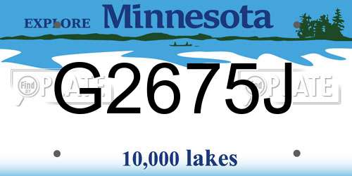 G2675J Minnesota License Plate