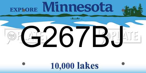 G267BJ Minnesota License Plate