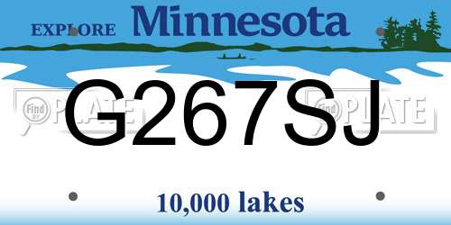 G267SJ Minnesota License Plate