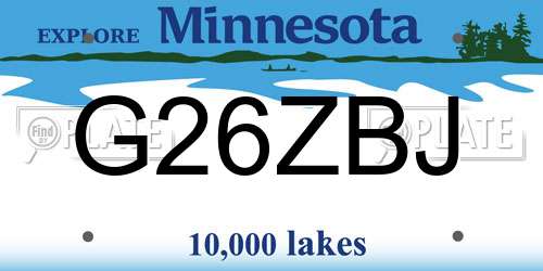 G26ZBJ Minnesota License Plate