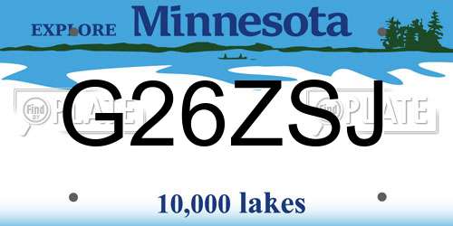 G26ZSJ Minnesota License Plate