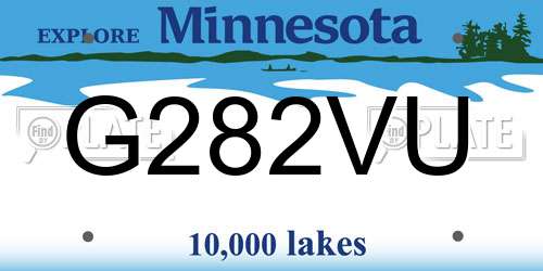 G282VU Minnesota License Plate