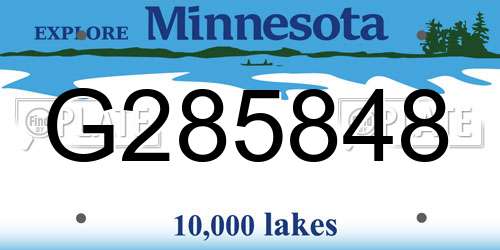 G285848 Minnesota License Plate