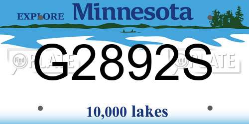 G2892S Minnesota License Plate