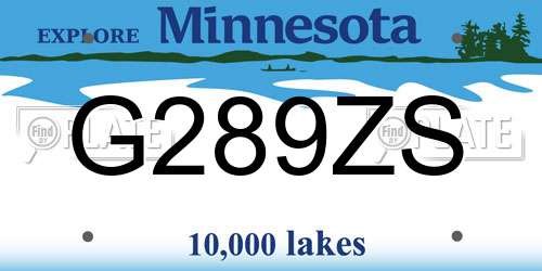 G289ZS Minnesota License Plate