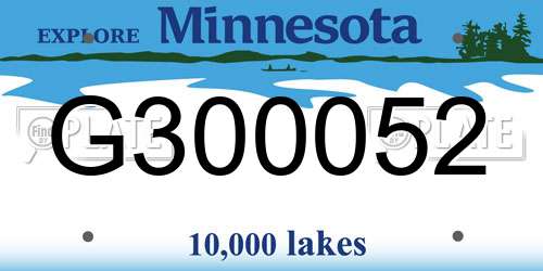 G300052 Minnesota License Plate