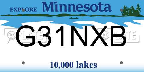 G31NXB Minnesota License Plate