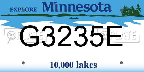 G3235E Minnesota License Plate