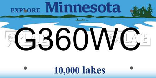 G360WC Minnesota License Plate
