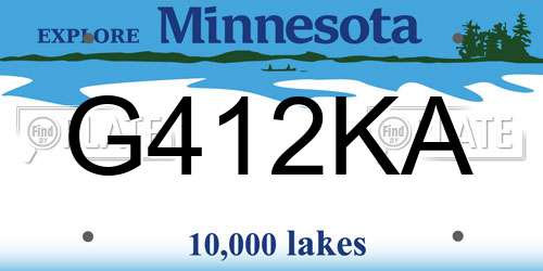 G412KA Minnesota License Plate