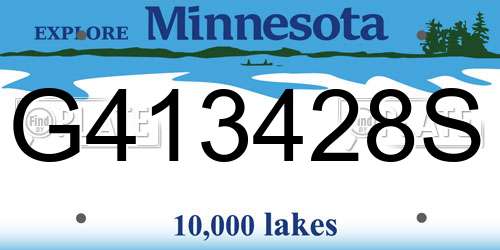 G413428S Minnesota License Plate