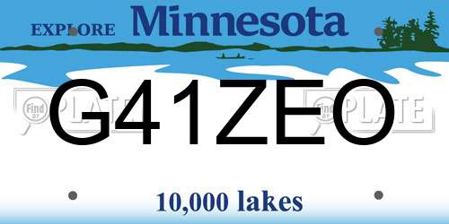 G41ZEO Minnesota License Plate