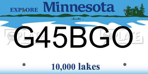 G45BGO Minnesota License Plate