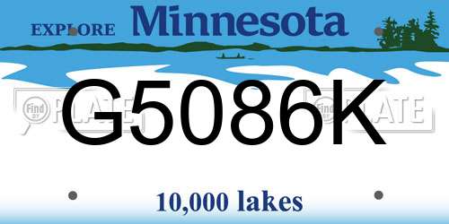 G5086K Minnesota License Plate