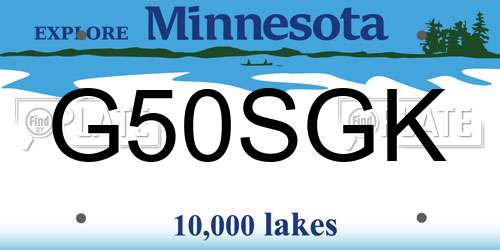 G50SGK Minnesota License Plate