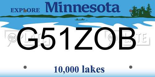 G51ZOB Minnesota License Plate