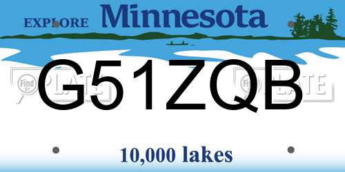 G51ZQB Minnesota License Plate