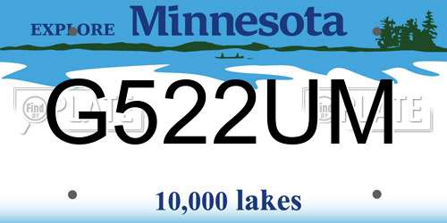 G522UM Minnesota License Plate