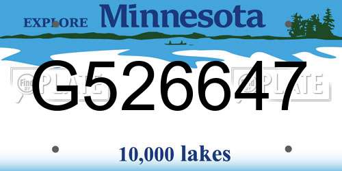 G526647 Minnesota License Plate