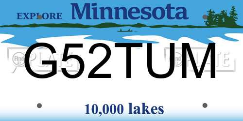 G52TUM Minnesota License Plate