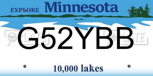 G52YBB Minnesota License Plate