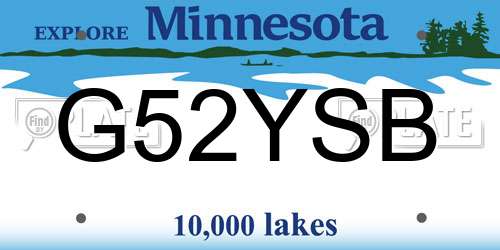 G52YSB Minnesota License Plate