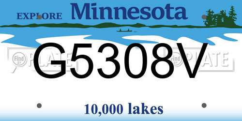 G5308V Minnesota License Plate